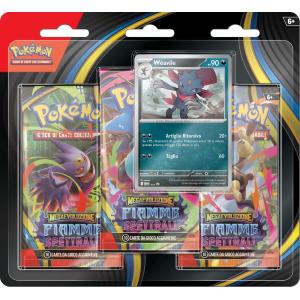 CARTE POKEMON MEGAEVOLUZIONE FIAMME SPETTRALI WEAVILE 3 PACK BLISTER