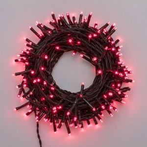 LUCI NATALIZIE CATENA LUMINOSA GHIRLANDA LED 100 L. MULTIFUNZIONI ROSSO C E
