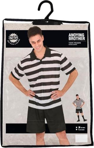 COSTUME FRATELLO FASTIDIOSO BEETLEJUICE MAGLIETTA A RIGHE ADULTO TAGLIA 48-50 M