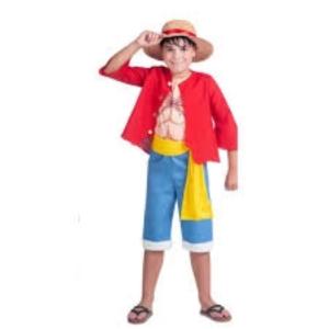 COSTUME MONKEY D.LUFFY ONE PIECE TAGLIA 10-12 ANNI