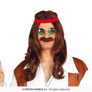 PARRUCCA HIPPIE CON BAFFI IN SCATOLA