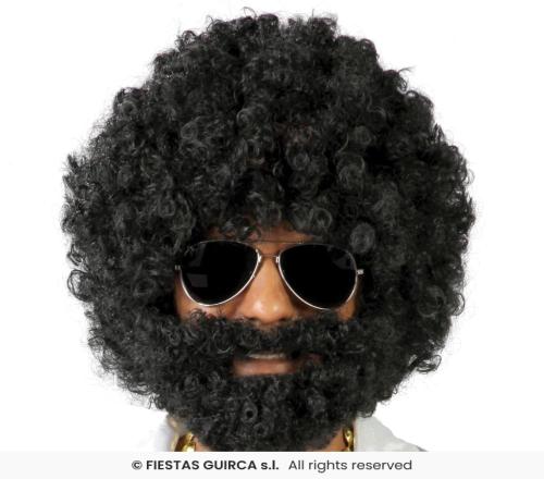 PARRUCCA AFRO CON BARBA NERA IN SCATOLA