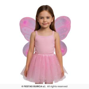 SET FATA FARFALLA ROSA BAMBINA ALI E TUTU GONNA IN TULLE