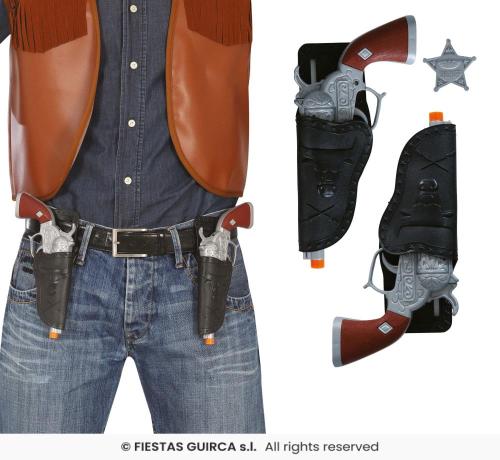 CINTURONE COW BOY CON 2 FONDINE NERE E PISTOLE 24