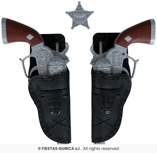 CINTURONE COW BOY CON 2 FONDINE NERE E PISTOLE 24