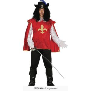 COSTUME MOSCHETTIERE ROSSO DARTAGNAN TAGLIA L 52-54