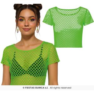 MAGLIA MAGLIETTA IN RETE VERDE NEON ANNI 80 DONNA