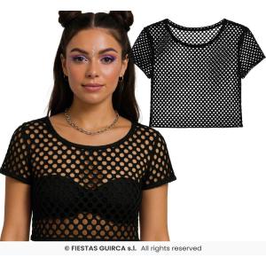 MAGLIA MAGLIETTA NERA IN RETE ANNI 80 DONNA