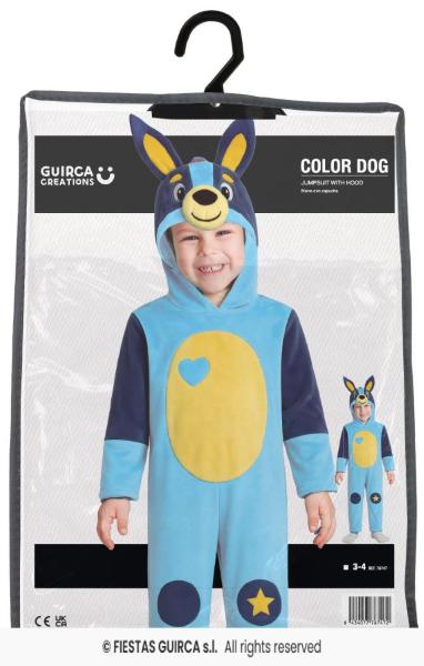 COSTUME COLOR DOG BLUEY CANE BABY TAGLIA  3 - 4 ANNI