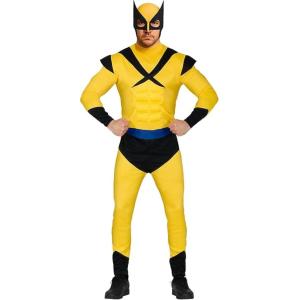 COSTUME SUPEREROE MUSCOLOSO GIALLO ADULTO 48-50 - TAGLIA M TIPO X MEN WOLVERINE