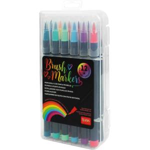 BRUSH MARKERS - SET 12 PENNARELLI PUNTA FLESSIBILE BRIGHT COLOURS