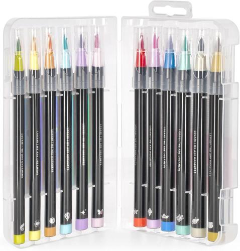 BRUSH MARKERS - SET 12 PENNARELLI PUNTA FLESSIBILE PASTEL COLOURS COLORI PASTELLO