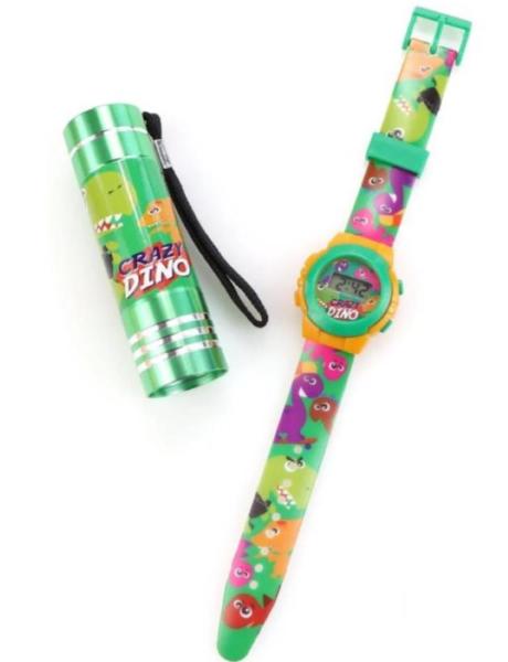 SET OROLOGIO + TORCIA DINOSAURO CRAZY DINO