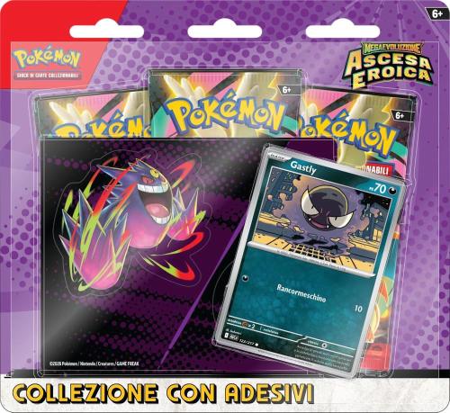 CARTE POKEMON MEGAEVOLUZIONE ASCESA EROICA COLLEZIONE CON ADESIVI - GASTLY