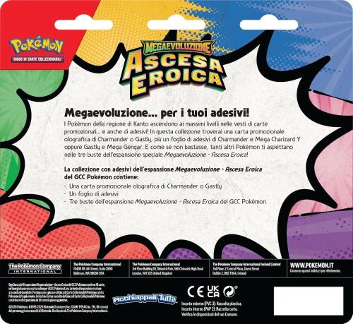 CARTE POKEMON MEGAEVOLUZIONE ASCESA EROICA COLLEZIONE CON ADESIVI - GASTLY