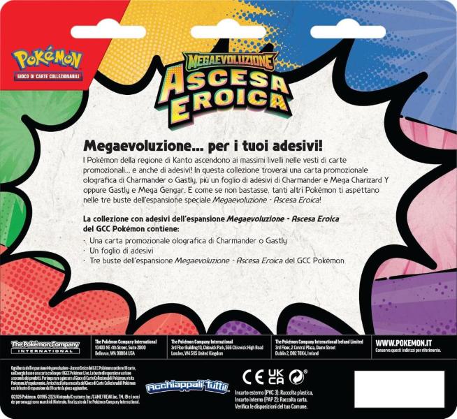 CARTE POKEMON MEGAEVOLUZIONE ASCESA EROICA COLLEZIONE CON ADESIVI - GASTLY