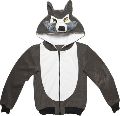COSTUME FELPA IN PILE CON CAPPUCCIO UNISEX LUPO TAGLIA L-XL
