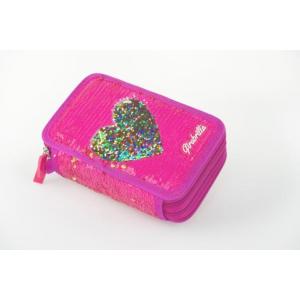 GIRABRILLA ASTUCCIO ROSA CON CUORE DORATO