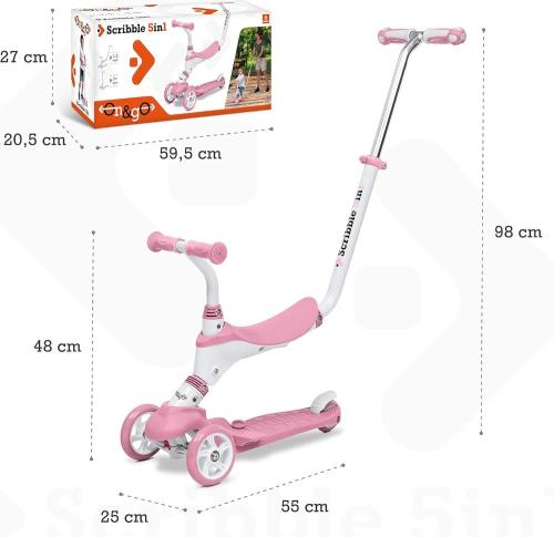 MONOPATTINO ON AND GO SCRIBBLE 5 IN 1 ROSA