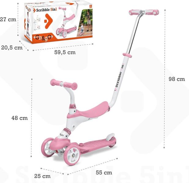 MONOPATTINO ON AND GO SCRIBBLE 5 IN 1 ROSA