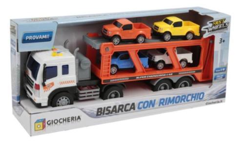 FAST WHEELS - CAMION TRASPORTATORE CARROATTREZZI CON 4 AUTO CON LUCE E SUONI