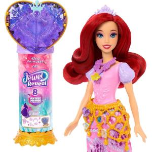 DISNEY PRINCESS - JEWEL REVEAL BAMBOLA ARIEL SIRENETTA CON ACCESSORI A SORPRESA