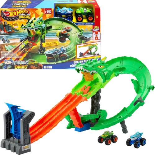 HOT WHEELS PISTA MONSTER TRUCKS SQUALI CONTRO DINOSAURI