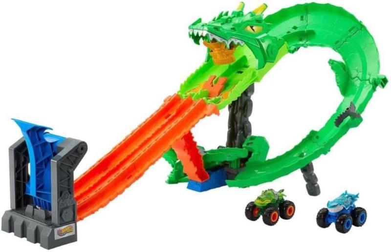 HOT WHEELS PISTA MONSTER TRUCKS SQUALI CONTRO DINOSAURI