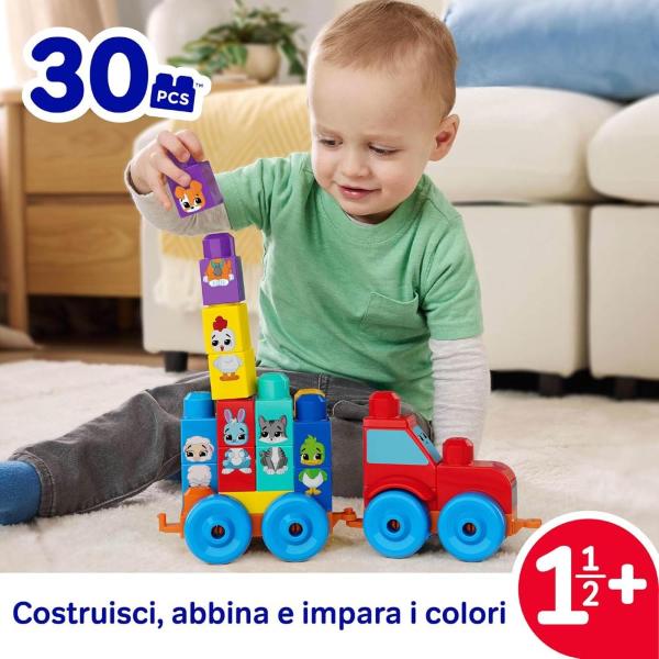 MEGA BLOCKS - TRATTORE DEGLI ANIMALI COSTRUISCI E IMPARA 30 PZ