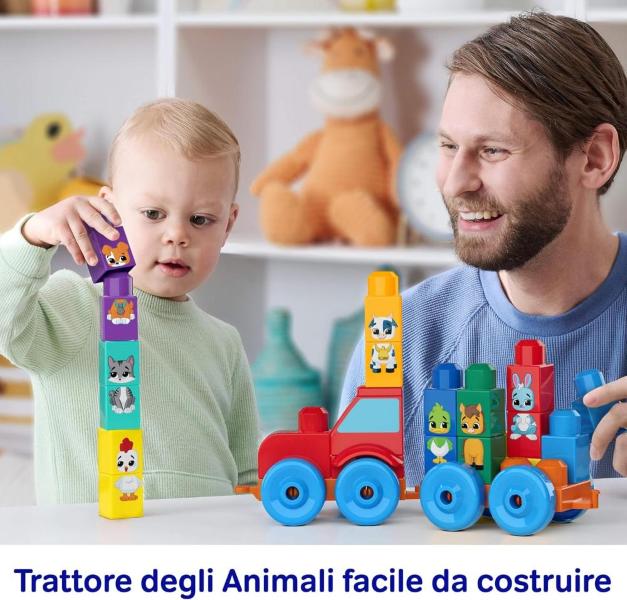 MEGA BLOCKS - TRATTORE DEGLI ANIMALI COSTRUISCI E IMPARA 30 PZ