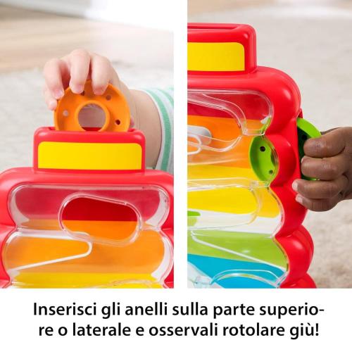 DROP THROUGH ROCK-A-STACK PIRAMIDE 5 ANELLI, VERSIONE CON BASE DONDOLANTE E LABIRINTO