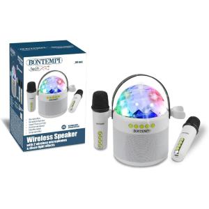 CASSA WIRELESS CON DOPPIO MICROFONO E LUCI LED DA DISCOTECA 18,5x17x12 CM