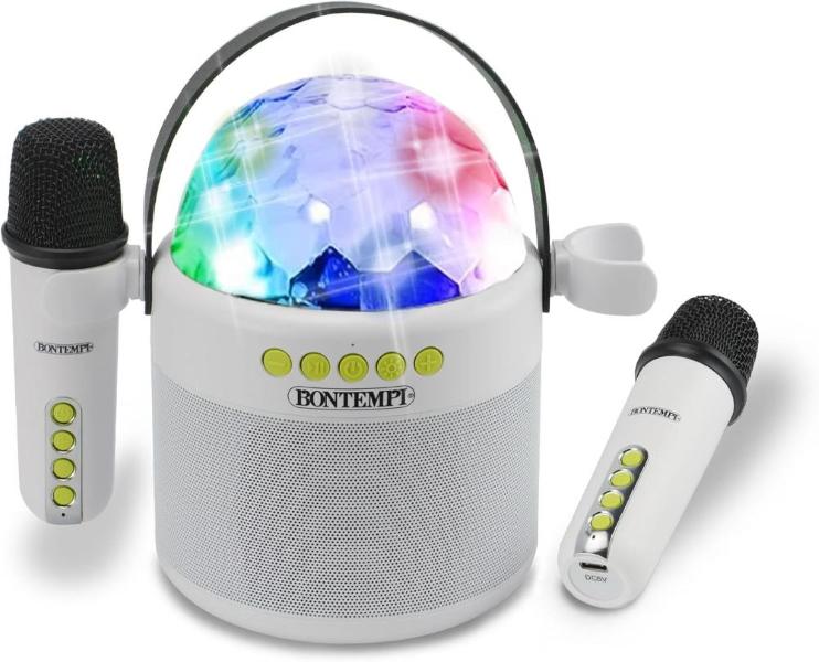 CASSA WIRELESS CON DOPPIO MICROFONO E LUCI LED DA DISCOTECA 18,5x17x12 CM