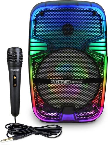 CASSA LUMINOSA ACUSTICA CON MICROFONO E LUCI RGB 37x24x19.5 CM