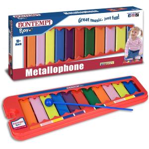XILOFONO COLORATO METALLOFONO 11 PIASTRINE METALLICHE 31x12.5x2 CM