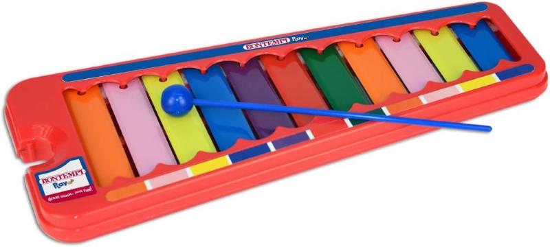 XILOFONO COLORATO METALLOFONO 11 PIASTRINE METALLICHE 31x12.5x2 CM