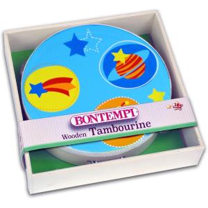 TAMBURELLO CON STRUTTURA IN LEGNO COLORATO CON 6 CIMBALI DIAM. 18 CM