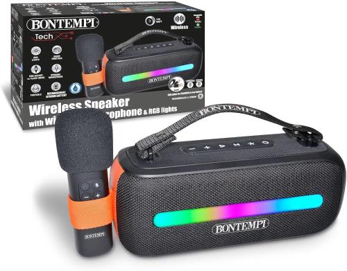 CASSA PORTATILE WIRELESS CON MICROFONO COLORI ARCOBALENO 28,9x18,2x12,9 CM