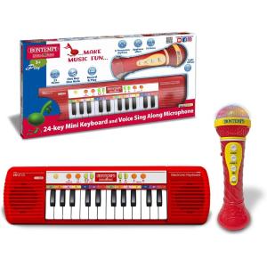 TASTIERA 24 TASTI CON MICROFONO KARAOKE ROSSA