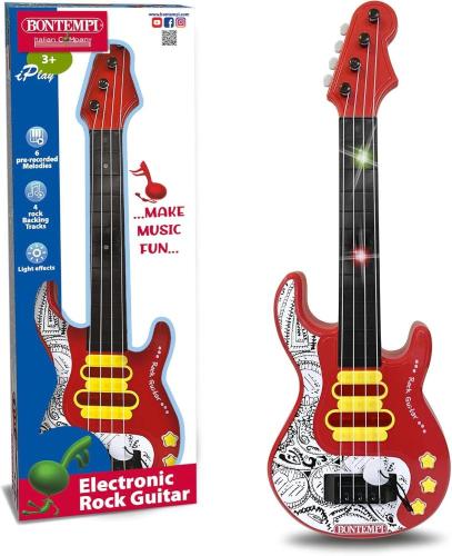CHITARRA ROCK ELETTRONICA ROSSA CON DISEGNI NERI
