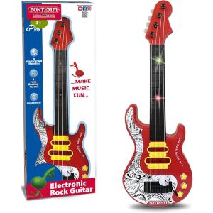 CHITARRA ROCK ELETTRONICA ROSSA CON DISEGNI NERI