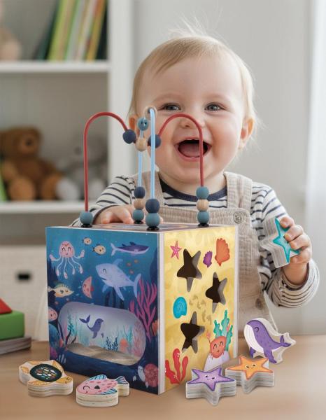 MONTESSORI LEGNO CUBO SENSORIALE OCEANO