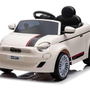 AUTO ELETTRICA 10,8V FIAT 500 BIANCA CON STRISCIA NERA E ROSSA