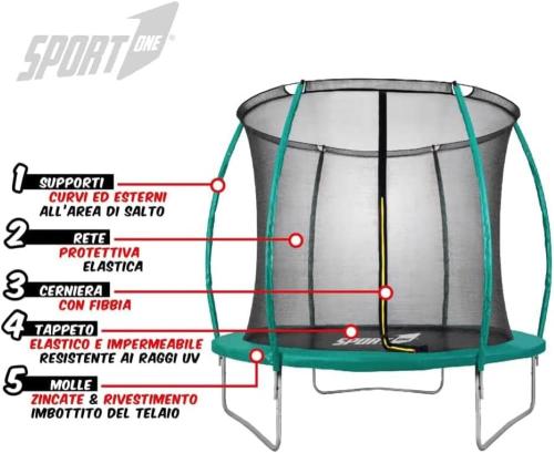 TAPPETO ELASTICO VERDE PUMP 305 CM CON RETE PROTETTIVA