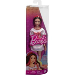 BARBIE FASHIONISTAS BAMBOLA CON CAPELLI ONDULATI NERI E VESTITO TWIST N TURN