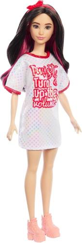 BARBIE FASHIONISTAS BAMBOLA CON CAPELLI ONDULATI NERI E VESTITO TWIST N TURN