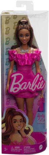 BARBIE FASHIONISTAS BAMBOLA CON CAPELLI ONDULATI CASTANI E VESTITO ROSA