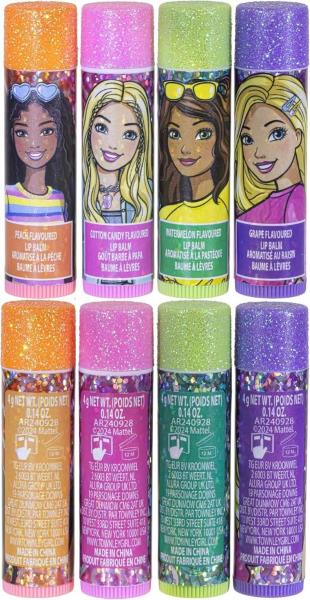 BEAUTY CASE BARBIE LIP BALM WITH TRAIN CASE VALIGETTA 4 PZ