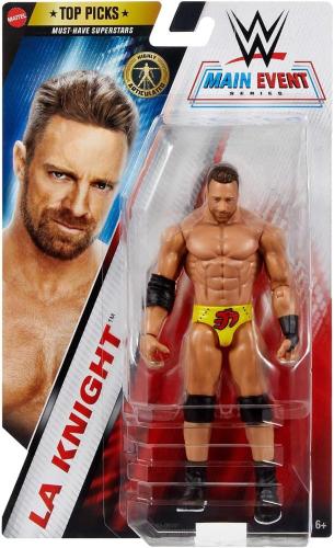 PERSONAGGIO WWE TOP CAMPIONI WRESTILING LA KNIGHT CON COSTUME GIALLO