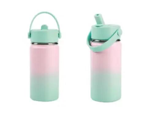 BORRACCIA BOTTIGLIA TERMICA 400 ML CON MANICO SFUMATA ROSA/VERDE ACQUA